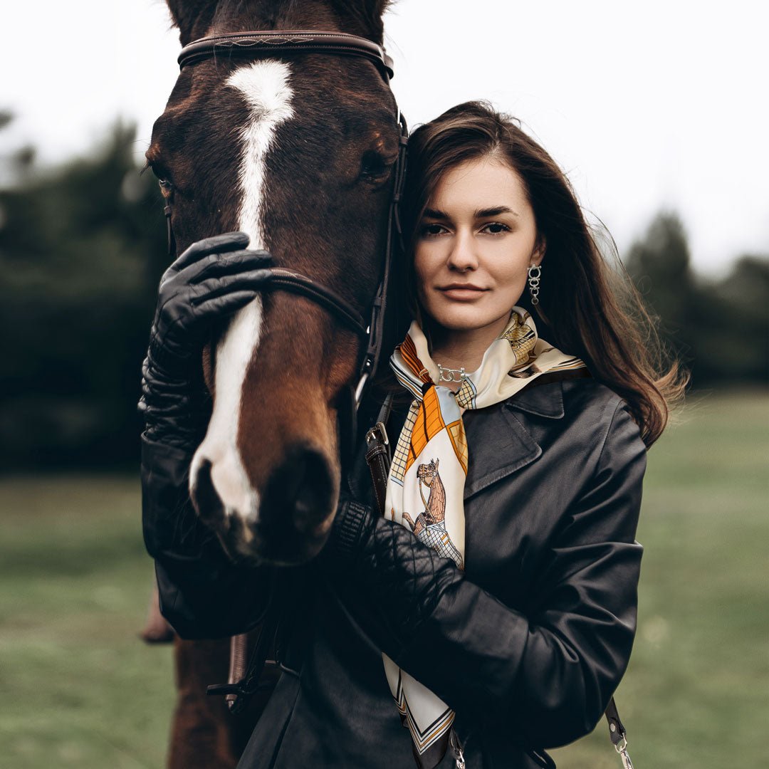 Signature - Stylized Equestrian Scarf in Deep Blue