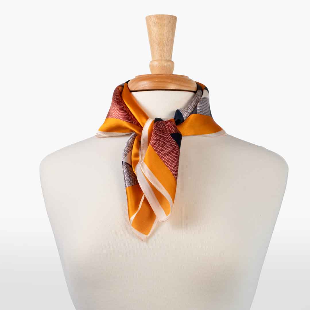 Troie - Stylized Equestrian Scarf in Tangerine