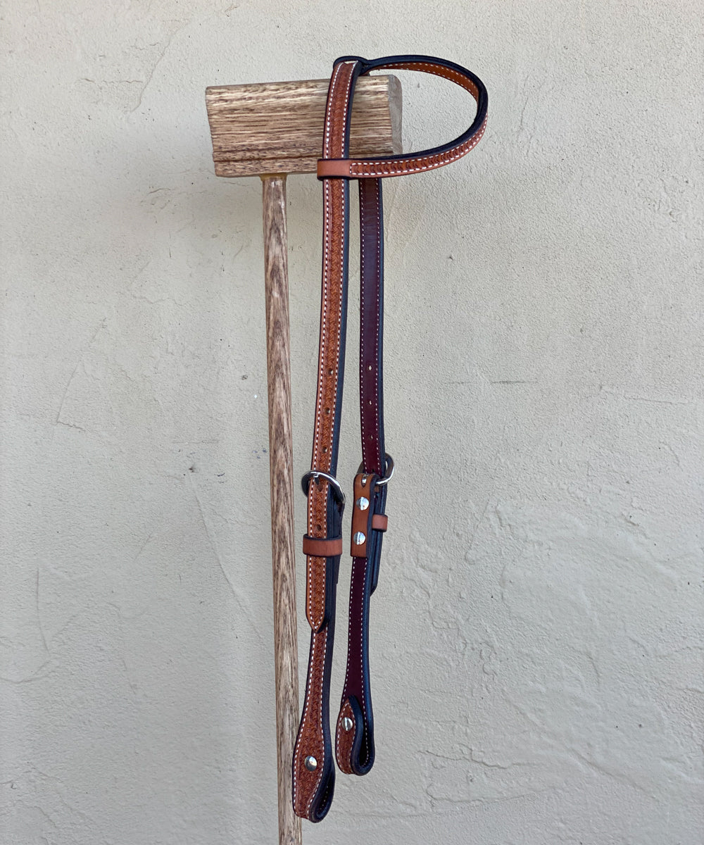 Saddle Tan Stamped One Ear Headstall
