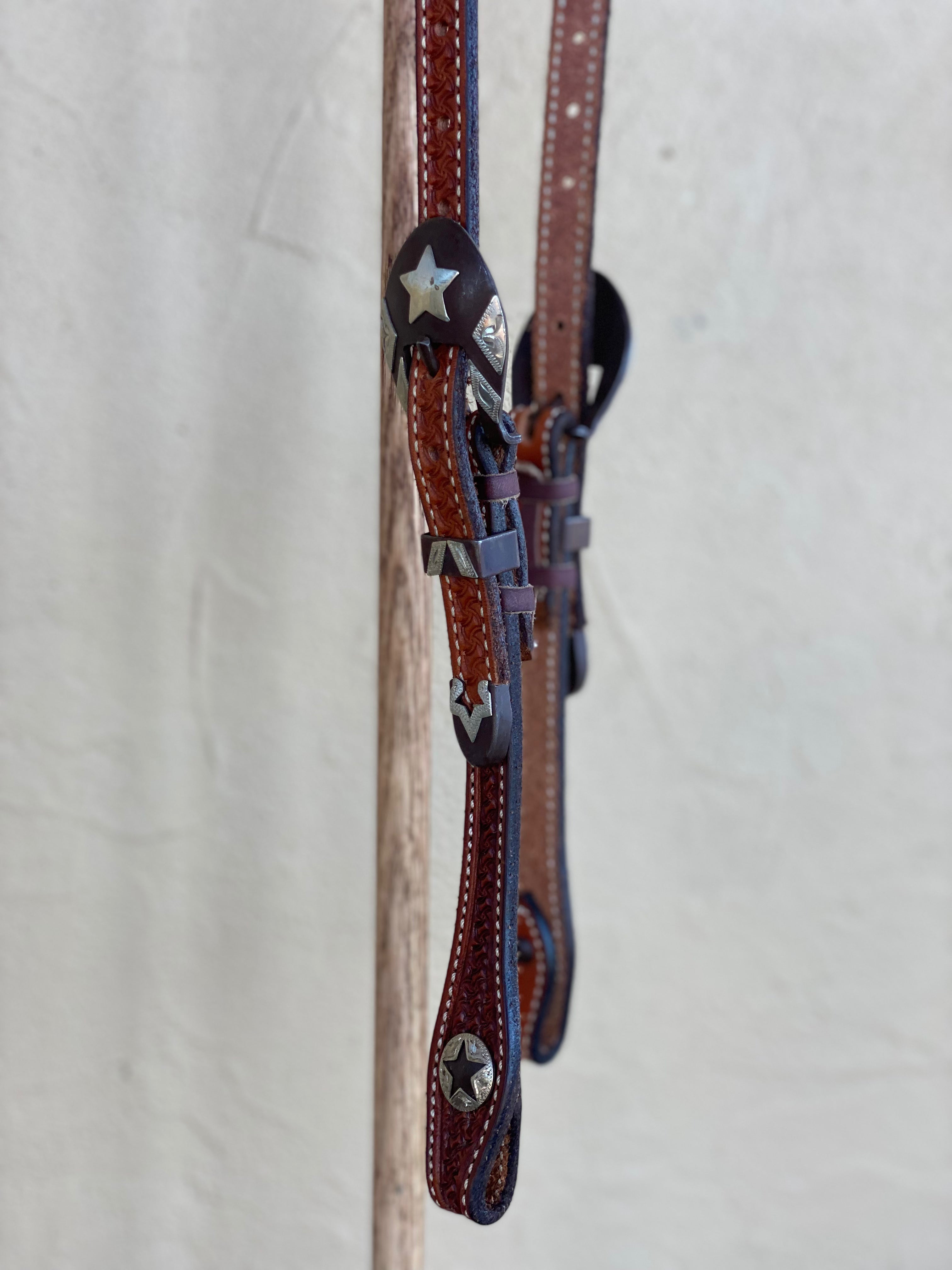 Stamped One Ear Headstall with Iron Buckle Set
